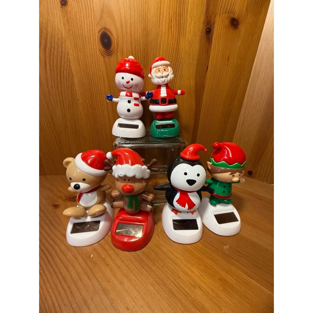 Solar Dancing Christmas Figures Lot of 6